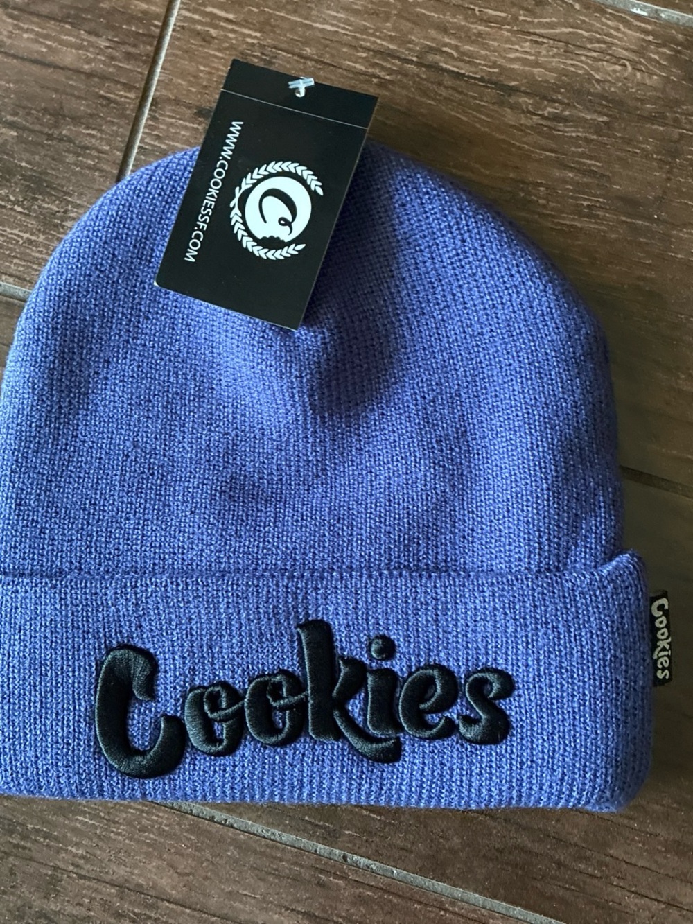 NWT Cookies Men's Knit Beanie in Lavender with Raised Logo